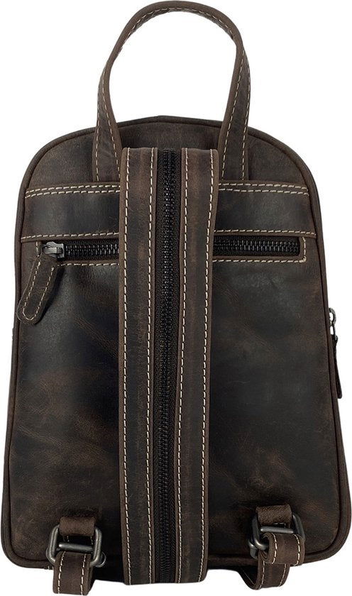 Arrigo rugzak rugzak dames rugzakje klein leer donkerbruin - Arrigo Leather Goods