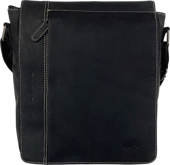 Arrigo schoudertas crossbody tas Buffelleer zwart - Arrigo Leather Goods
