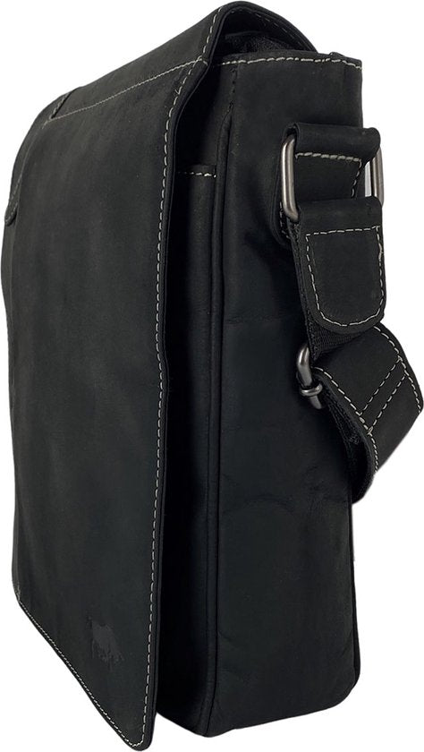 Arrigo schoudertas crossbody tas Buffelleer zwart - Arrigo Leather Goods