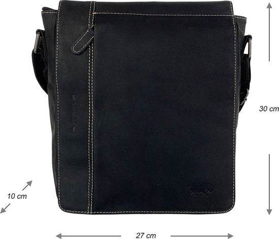 Arrigo schoudertas crossbody tas Buffelleer zwart - Arrigo Leather Goods