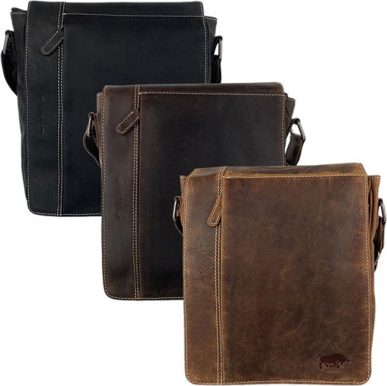 Arrigo schoudertas crossbody tas Buffelleer zwart - Arrigo Leather Goods