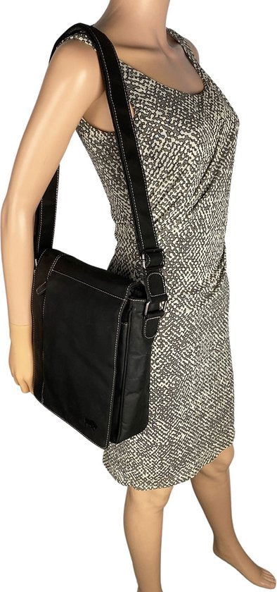 Arrigo schoudertas crossbody tas Buffelleer zwart - Arrigo Leather Goods