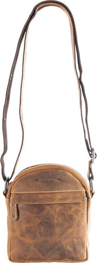 Arrigo schoudertas heren crossbody schoudertasje Buffelleer Cognac - Arrigo Leather Goods