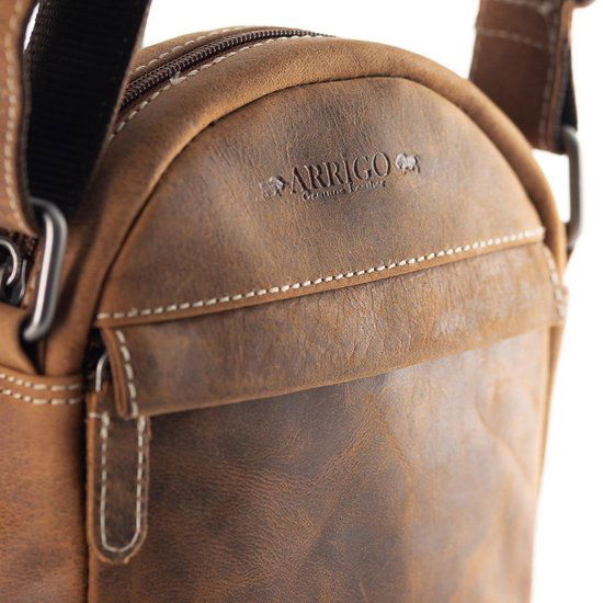 Arrigo schoudertas heren crossbody schoudertasje Buffelleer Cognac - Arrigo Leather Goods