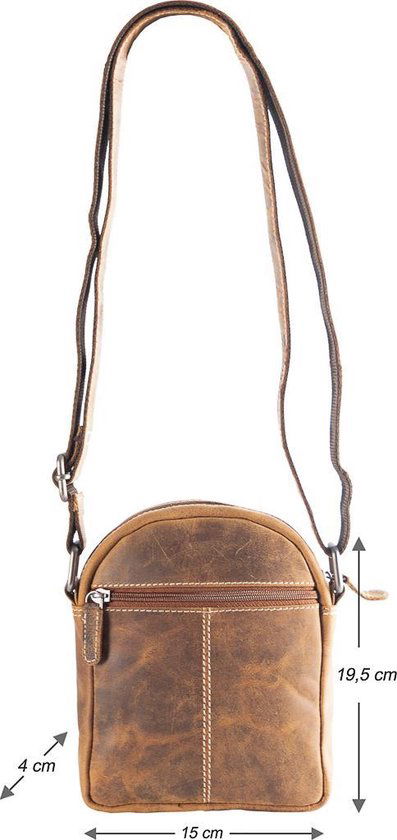 Arrigo schoudertas heren crossbody schoudertasje Buffelleer Cognac - Arrigo Leather Goods