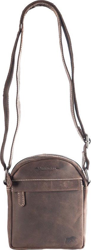 Arrigo schoudertas heren crossbody schoudertasje Buffelleer Donkerbruin - Arrigo Leather Goods