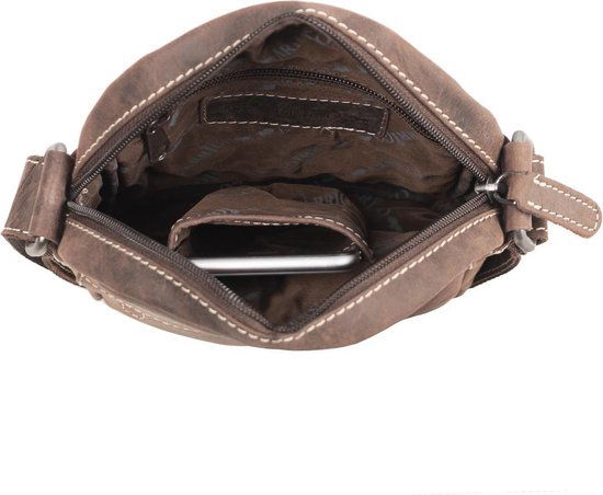 Arrigo schoudertas heren crossbody schoudertasje Buffelleer Donkerbruin - Arrigo Leather Goods