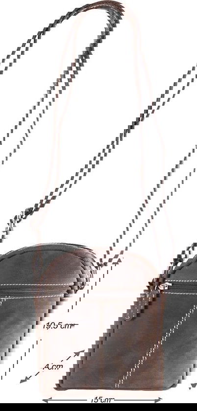 Arrigo schoudertas heren crossbody schoudertasje Buffelleer Donkerbruin - Arrigo Leather Goods