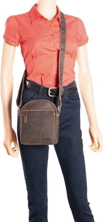 Arrigo schoudertas heren crossbody schoudertasje Buffelleer Donkerbruin - Arrigo Leather Goods