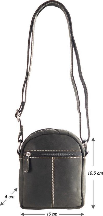 Arrigo schoudertas heren crossbody schoudertasje Buffelleer zwart - Arrigo Leather Goods