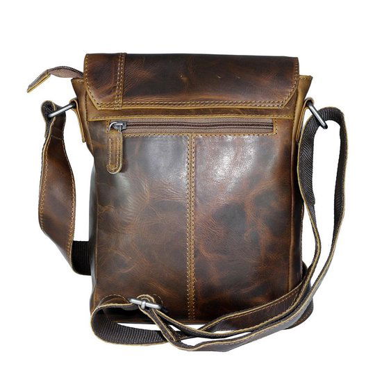 Arrigo schoudertas of crossbody tas van bruin gewaxt - Arrigo Leather Goods