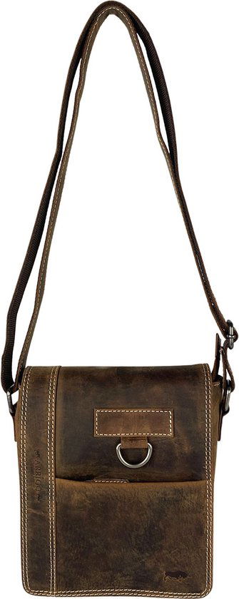 Arrigo schoudertas tassen crossbody Buffeleer cognac - Arrigo Leather Goods