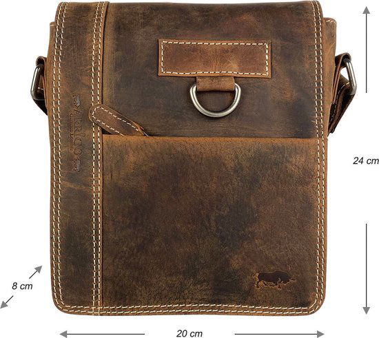 Arrigo schoudertas tassen crossbody Buffeleer cognac - Arrigo Leather Goods