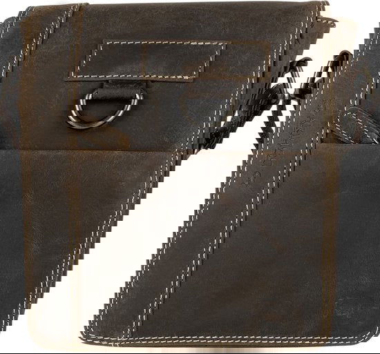 Arrigo schoudertas tassen crossbody buffelleer donkerbruin - Arrigo Leather Goods