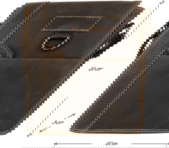 Arrigo schoudertas tassen crossbody buffelleer donkerbruin - Arrigo Leather Goods