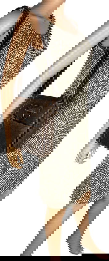 Arrigo schoudertas tassen crossbody buffelleer donkerbruin - Arrigo Leather Goods