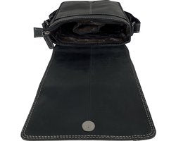 Arrigo schoudertas tassen crossbody buffelleer zwart - Arrigo Leather Goods