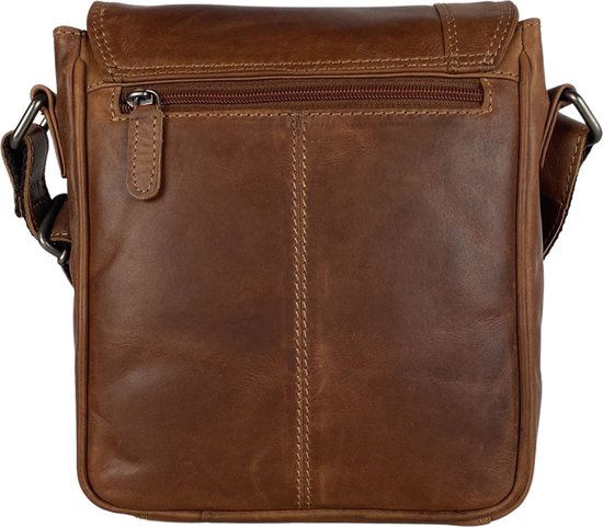 Arrigo schoudertas tassen crossbody leer cognac - Arrigo Leather Goods