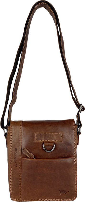 Arrigo schoudertas tassen crossbody leer cognac - Arrigo Leather Goods