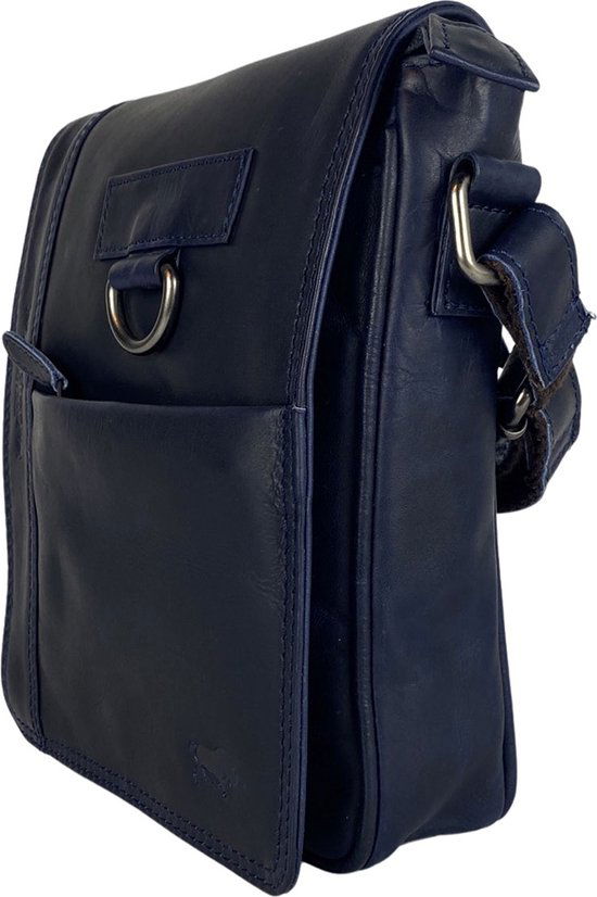 Arrigo schoudertas tassen crossbody leer donkerblauw - Arrigo Leather Goods