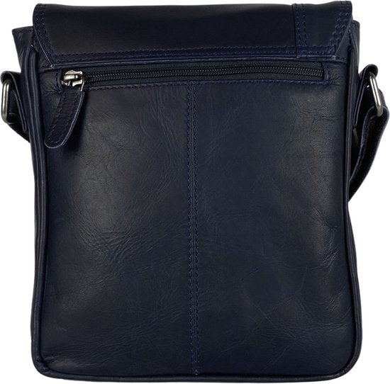 Arrigo schoudertas tassen crossbody leer donkerblauw - Arrigo Leather Goods