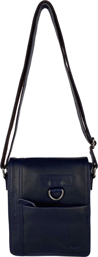 Arrigo schoudertas tassen crossbody leer donkerblauw - Arrigo Leather Goods