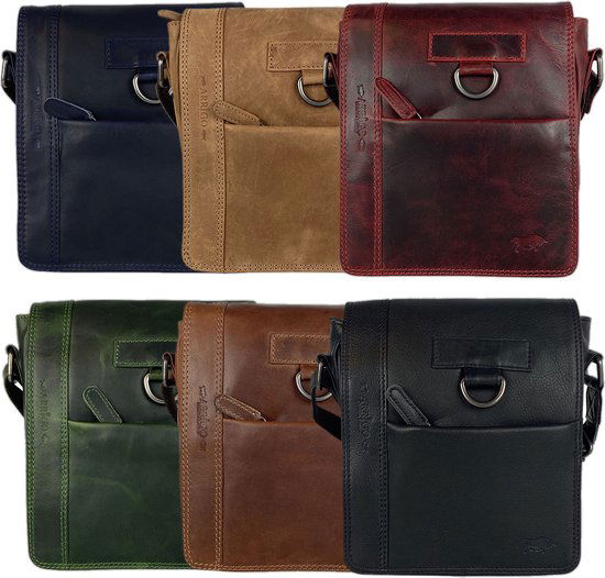 Arrigo schoudertas tassen crossbody leer donkerblauw - Arrigo Leather Goods