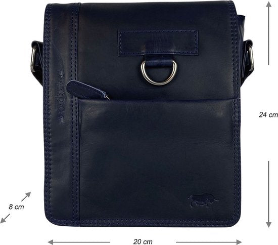 Arrigo schoudertas tassen crossbody leer donkerblauw - Arrigo Leather Goods