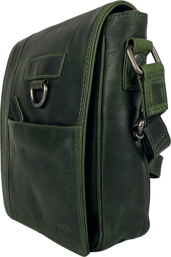 Arrigo schoudertas tassen crossbody leer groen - Arrigo Leather Goods