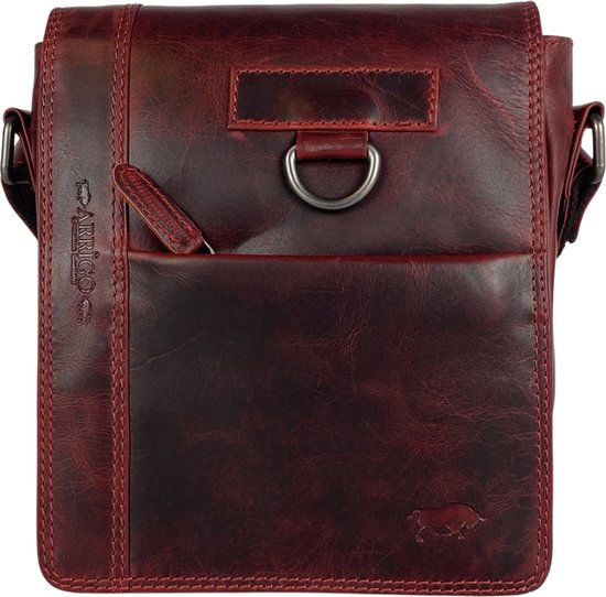 Arrigo schoudertas tassen crossbody leer rood - Arrigo Leather Goods