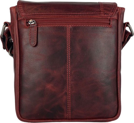 Arrigo schoudertas tassen crossbody leer rood - Arrigo Leather Goods