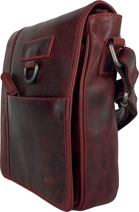 Arrigo schoudertas tassen crossbody leer rood - Arrigo Leather Goods