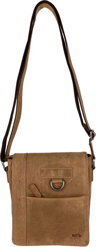 Arrigo schoudertas tassen crossbody leer taupe - Arrigo Leather Goods