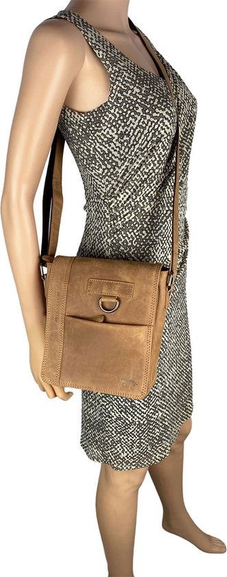 Arrigo schoudertas tassen crossbody leer taupe - Arrigo Leather Goods