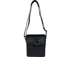 Arrigo schoudertas tassen crossbody leer zwart - Arrigo Leather Goods
