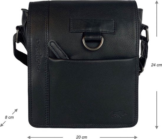 Arrigo schoudertas tassen crossbody leer zwart - Arrigo Leather Goods