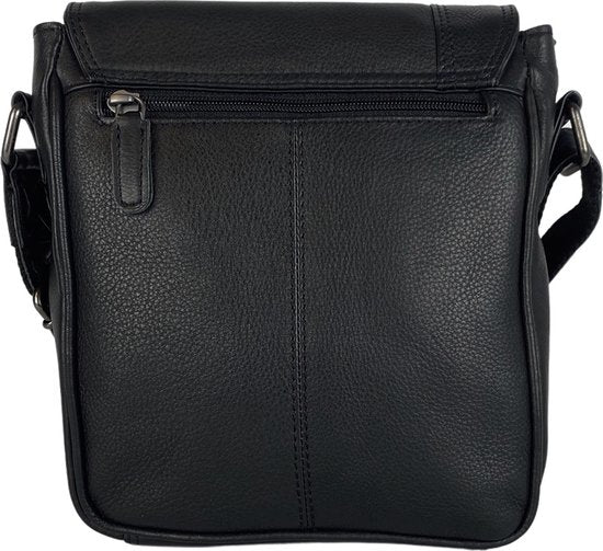 Arrigo schoudertas tassen crossbody leer zwart - Arrigo Leather Goods