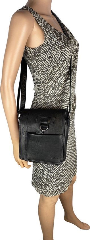 Arrigo schoudertas tassen crossbody leer zwart - Arrigo Leather Goods