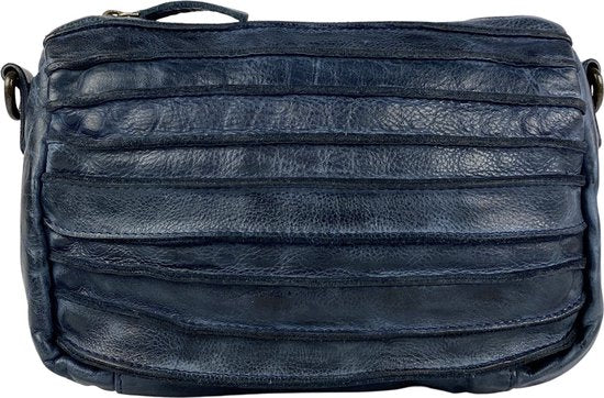 Arrigo schoudertasje dames klein crossbody tas dames gewassen leer blauw - Arrigo Leather Goods