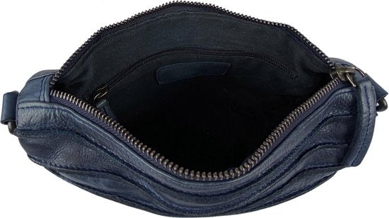 Arrigo schoudertasje dames klein crossbody tas dames gewassen leer blauw - Arrigo Leather Goods