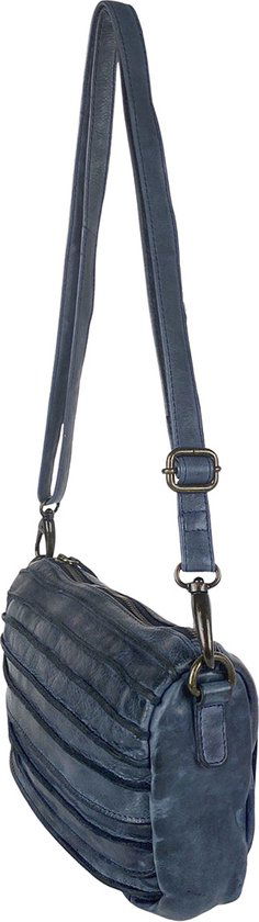 Arrigo schoudertasje dames klein crossbody tas dames gewassen leer blauw - Arrigo Leather Goods