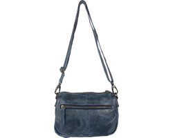 Arrigo schoudertasje dames klein crossbody tas dames gewassen leer blauw - Arrigo Leather Goods