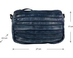 Arrigo schoudertasje dames klein crossbody tas dames gewassen leer blauw - Arrigo Leather Goods
