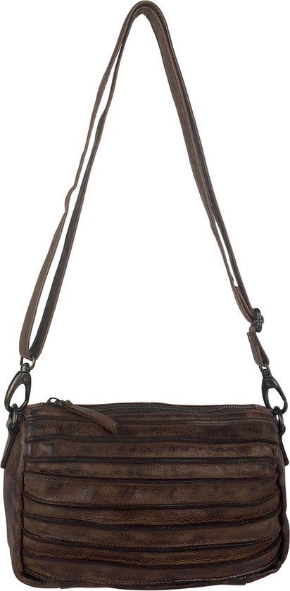Arrigo schoudertasje dames klein crossbody tas dames gewassen leer bruin - Arrigo Leather Goods
