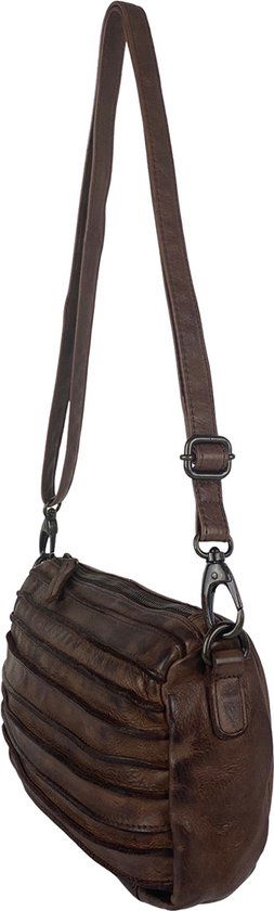 Arrigo schoudertasje dames klein crossbody tas dames gewassen leer bruin - Arrigo Leather Goods