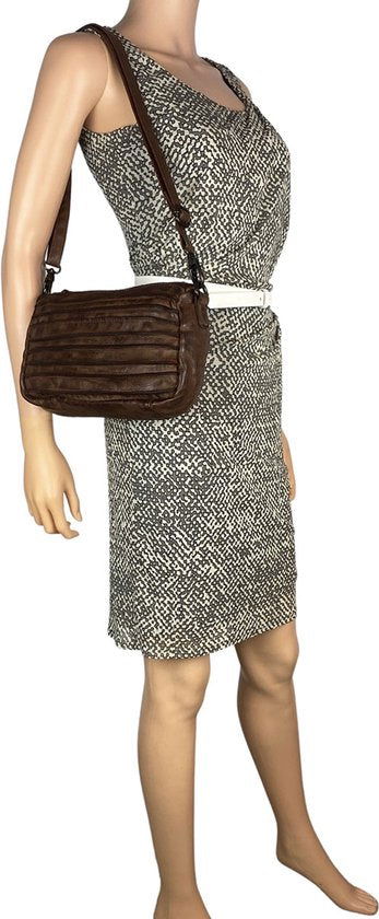 Arrigo schoudertasje dames klein crossbody tas dames gewassen leer bruin - Arrigo Leather Goods