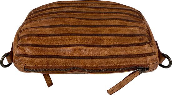 Arrigo schoudertasje dames klein crossbody tas dames gewassen leer cognac - Arrigo Leather Goods