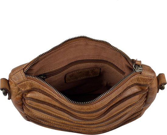 Arrigo schoudertasje dames klein crossbody tas dames gewassen leer cognac - Arrigo Leather Goods