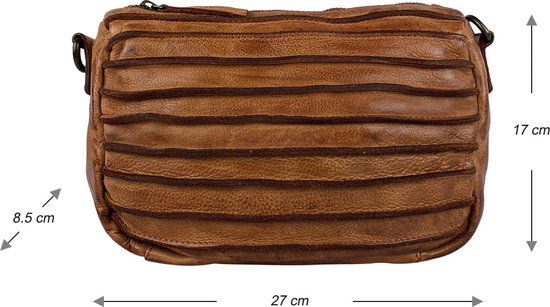 Arrigo schoudertasje dames klein crossbody tas dames gewassen leer cognac - Arrigo Leather Goods