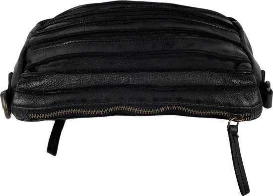 Arrigo schoudertasje dames klein crossbody tas dames gewassen leer zwart - Arrigo Leather Goods